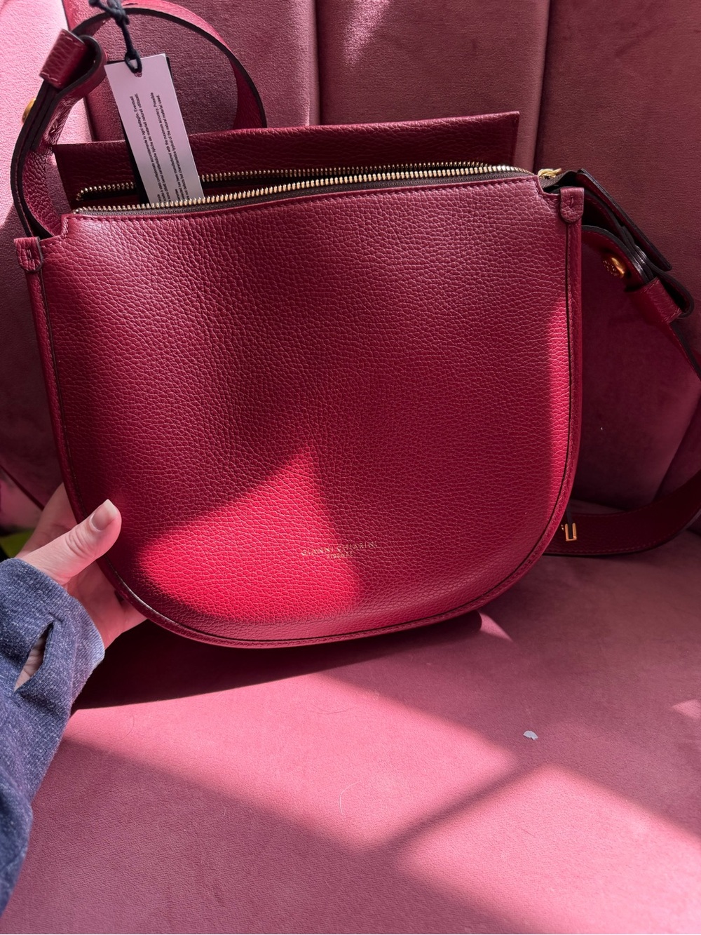 Gianni Chiarini Women's Pebbled Leather Saddle Bag - Deep Red